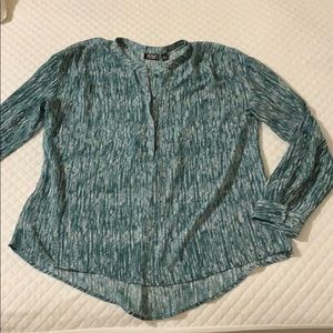a.n.a long sleeve blouse, teal and white